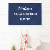 Navy Blue Simple Elegant Modern Wedding Spandoek (Insitu)