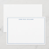 Navy Blue Simple Elegant Professional Thin Border Notitiekaartje (Voorkant / Achterkant)