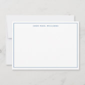 Navy Blue Simple Elegant Professional Thin Border Notitiekaartje (Voorkant)