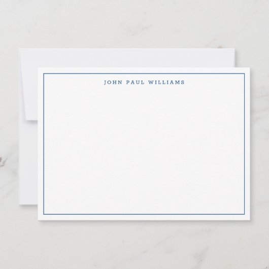Navy Blue Simple Elegant Professional Thin Border Notitiekaartje (Voorkant)