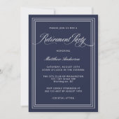 Navy Blue Simple Elegant Retirement Party Kaart (Voorkant)