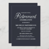 Navy Blue Simple Elegant Retirement Party Kaart (Voorkant / Achterkant)