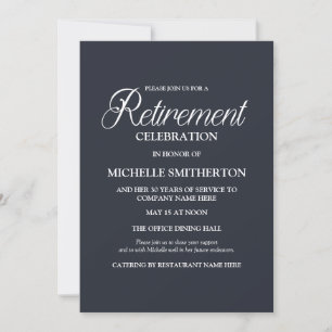 Navy Blue Simple Elegant Retirement Party Kaart