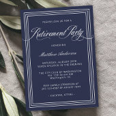 Navy Blue Simple Elegant Retirement Party Kaart