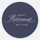 Navy Blue Simple Elegant Retirement Party Ronde Sticker (Voorkant)