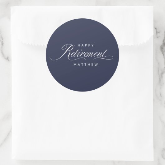 Navy Blue Simple Elegant Retirement Party Ronde Sticker (Tas)