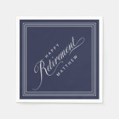 Navy Blue Simple Elegant Retirement Party Servet (Voorkant)