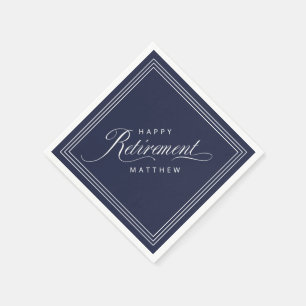 Navy Blue Simple Elegant Retirement Party Servet