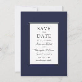 Navy Blue Simple Elegant Save the Date met Photo