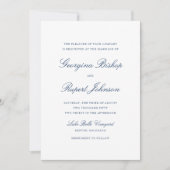 Navy Blue Simple Elegant Script Typography Weddens Kaart (Voorkant)