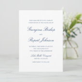 Navy Blue Simple Elegant Script Typography Weddens Kaart (Staand voorkant)