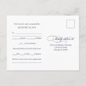 Navy Blue Simple Elegant Wedding RSVP Briefkaart (Achterkant)