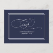 Navy Blue Simple Elegant Wedding RSVP Briefkaart (Voorkant)
