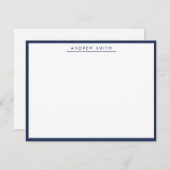 Navy Blue Simple Line Modern Classic minimalist Notitiekaartje (Voorkant / Achterkant)