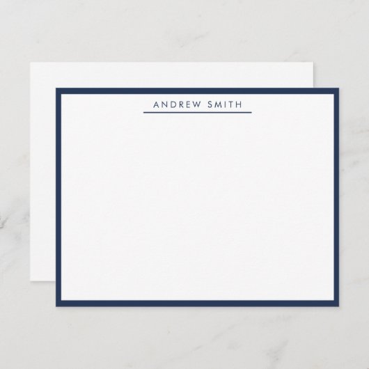 Navy Blue Simple Line Modern Classic minimalist Notitiekaartje (Voorkant / Achterkant)