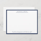 Navy Blue Simple Line Modern Professional Business Notitiekaartje (Voorkant / Achterkant)