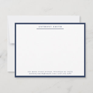 Navy Blue Simple Line Modern Professional Business Notitiekaartje