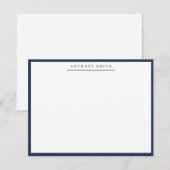 Navy Blue Simple Line Modern Professional Minimal Notitiekaartje (Voorkant / Achterkant)