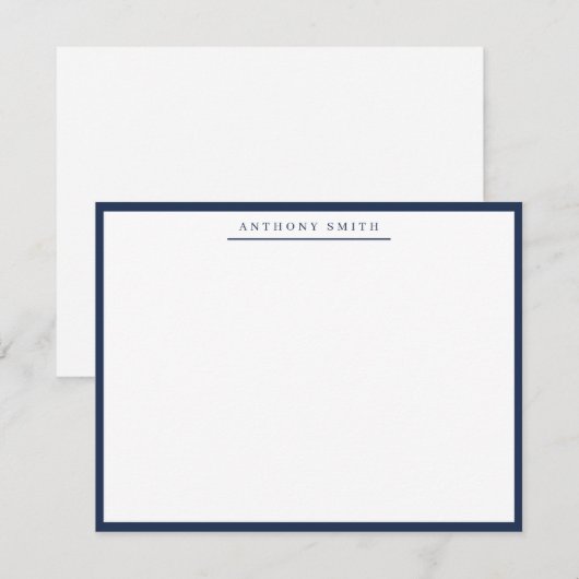 Navy Blue Simple Line Modern Professional Minimal Notitiekaartje (Voorkant / Achterkant)