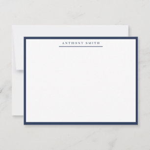 Navy Blue Simple Line Modern Professional Minimal Notitiekaartje