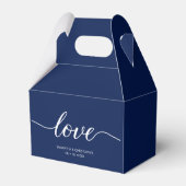 Navy blue Simple Love Script Weddenschap aangepast Bedankdoosjes (Achterkant)
