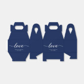 Navy blue Simple Love Script Weddenschap aangepast Bedankdoosjes (Uitgevouwen)