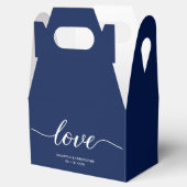 Navy blue Simple Love Script Weddenschap aangepast Bedankdoosjes (Geopend)