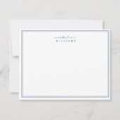 Navy Blue Simple Minimalist Script Monogram Notitiekaartje (Voorkant)