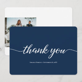 Navy Blue Simple Minimalist Weddenschap Hartelijk  Bedankkaart