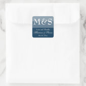Navy Blue Simple Modern Chic Script Weddenschap Vierkante Sticker (Tas)