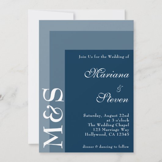 Navy Blue Simple Modern Chic Script Wedding Invita Kaart (Voorkant)