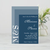 Navy Blue Simple Modern Chic Script Wedding Invita Kaart (Staand voorkant)