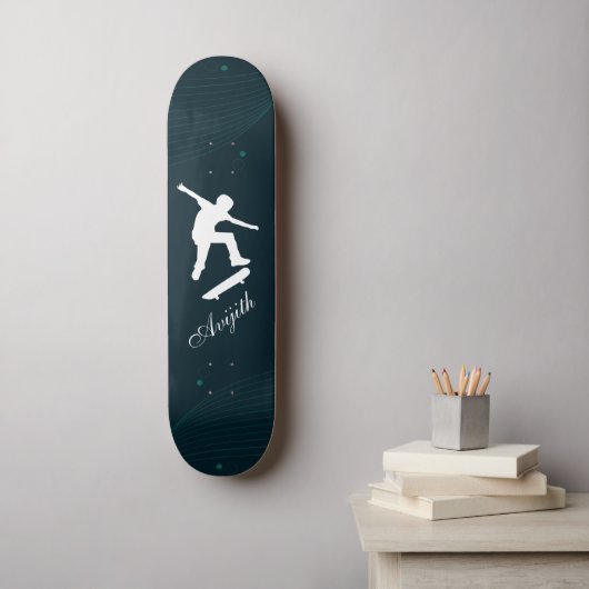 Navy Blue Simple Modern Custom Skateboard (Muurkunst)