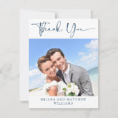 Navy Blue Simple Modern-foto Hartelijk dank Bedankkaart (Voorkant)