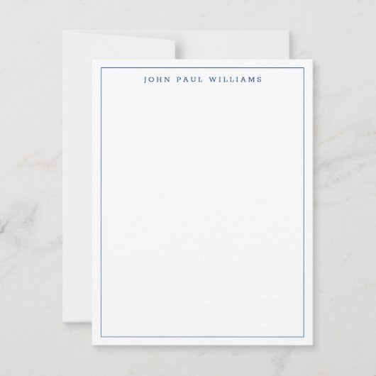 Navy Blue Simple Modern Minimalist Thin Border Notitiekaartje (Voorkant)