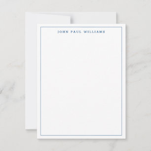 Navy Blue Simple Modern Minimalist Thin Border Notitiekaartje