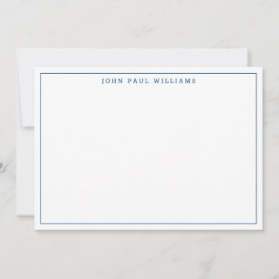Navy Blue Simple Modern Minimalist Thin Border Notitiekaartje