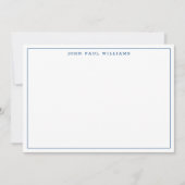 Navy Blue Simple Modern Minimalist Thin Border Notitiekaartje (Voorkant)