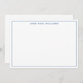 Navy Blue Simple Modern Minimalist Thin Border Notitiekaartje (Voorkant / Achterkant)