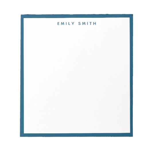 Navy Blue Simple Modern Notitieblok (Voorkant)