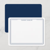 Navy Blue Simple Modern Professional Thin Border Notitiekaartje (Voorkant / Achterkant)