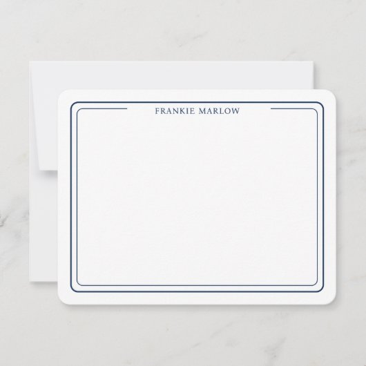 Navy Blue Simple Modern Professional Thin Border Notitiekaartje (Voorkant)
