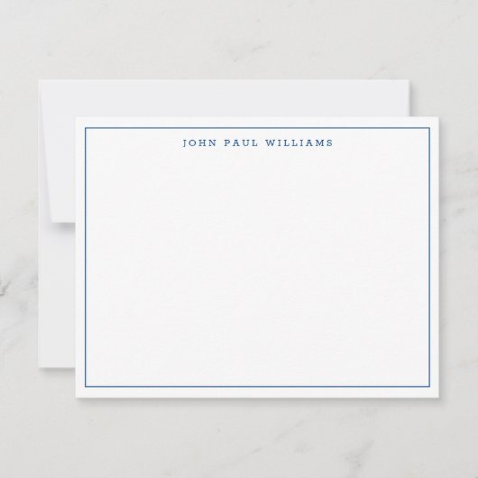 Navy Blue Simple Modern Professional Thin Border Notitiekaartje (Voorkant)