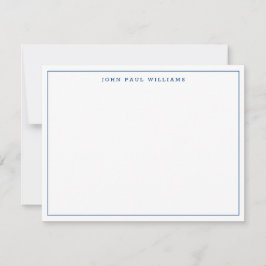 Navy Blue Simple Modern Professional Thin Border Notitiekaartje
