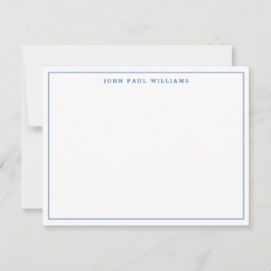 Navy Blue Simple Modern Professional Thin Border Notitiekaartje