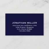 Navy Blue Simple Monogram Visitekaartje (Achterkant)