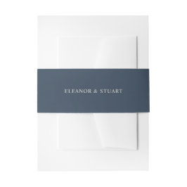 Navy Blue Simple Names Wedding Uitnodigingen Wikkel