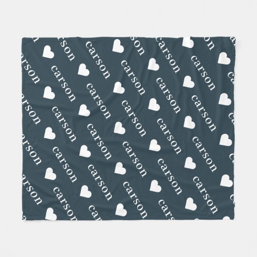 Navy Blue Simple Personalized Herhalingsnaam Fleece Deken (Voorkant (Horizontaal))