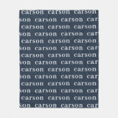 Navy Blue Simple Personalized Herhalingsnaam Fleece Deken (Voorkant)