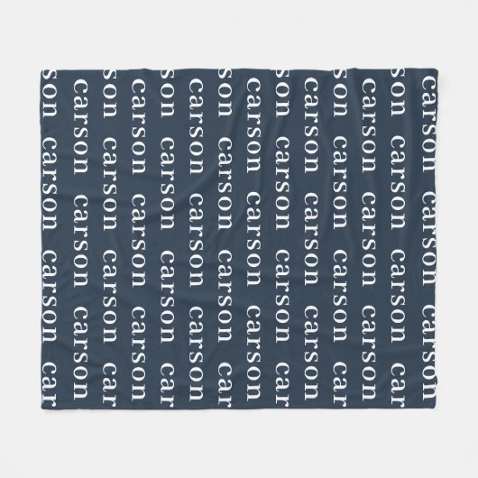 Navy Blue Simple Personalized Herhalingsnaam Fleece Deken (Voorkant (Horizontaal))